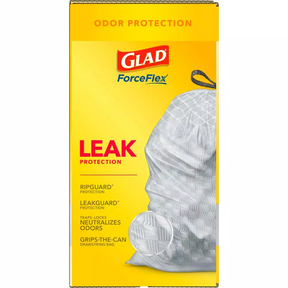 Glad ForceFlex 13 Gallon Tall Kitchen Drawstring Trash Bags, OdorShield, 110 Count