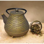 Old Dutch Orimono Black and Gold Cast Iron Tetsubin Teapot, 5.13-Cup thumbnail 3