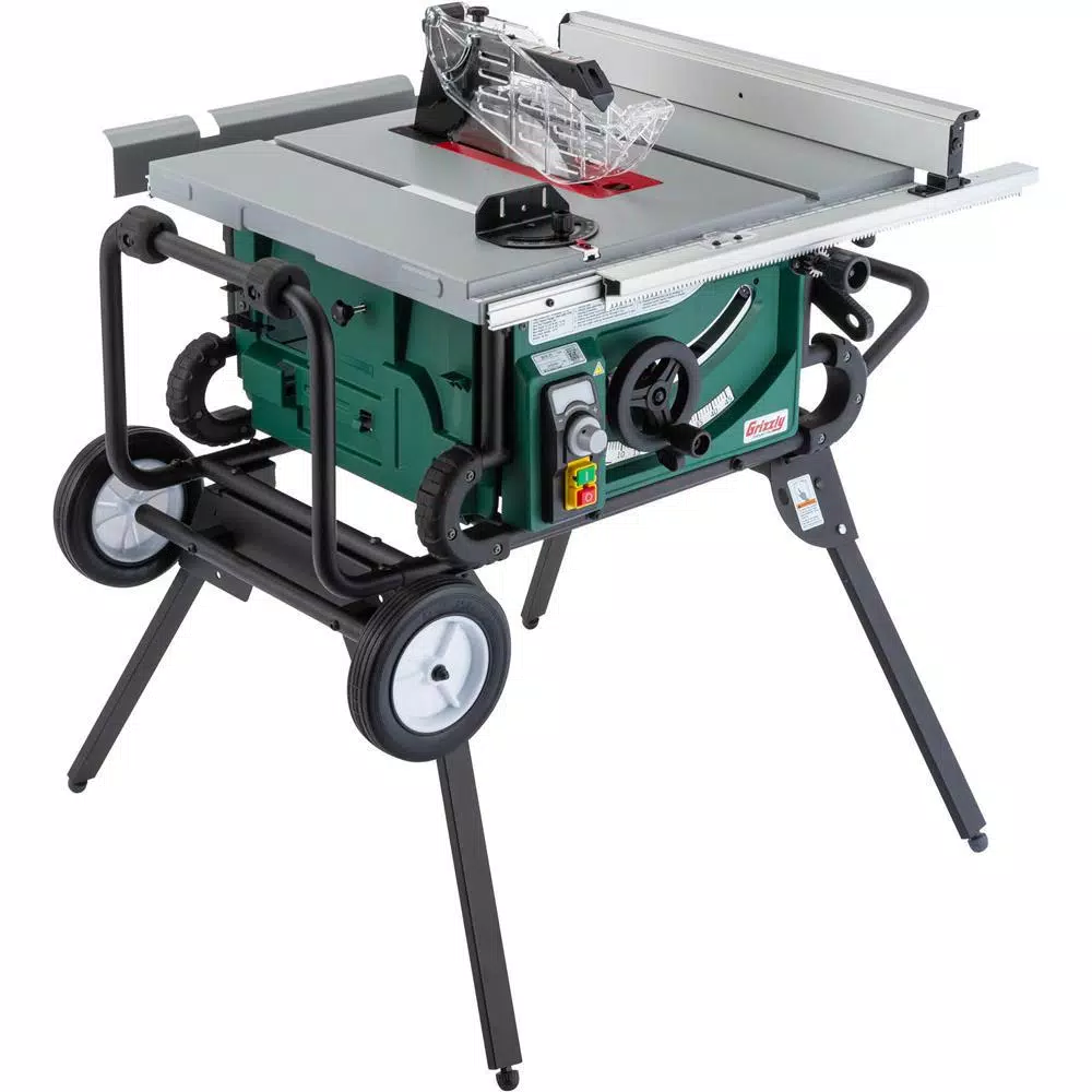 Grizzly Industrial 10 in. 2 HP Portable Table Saw with Roller Stand and Variable Speed