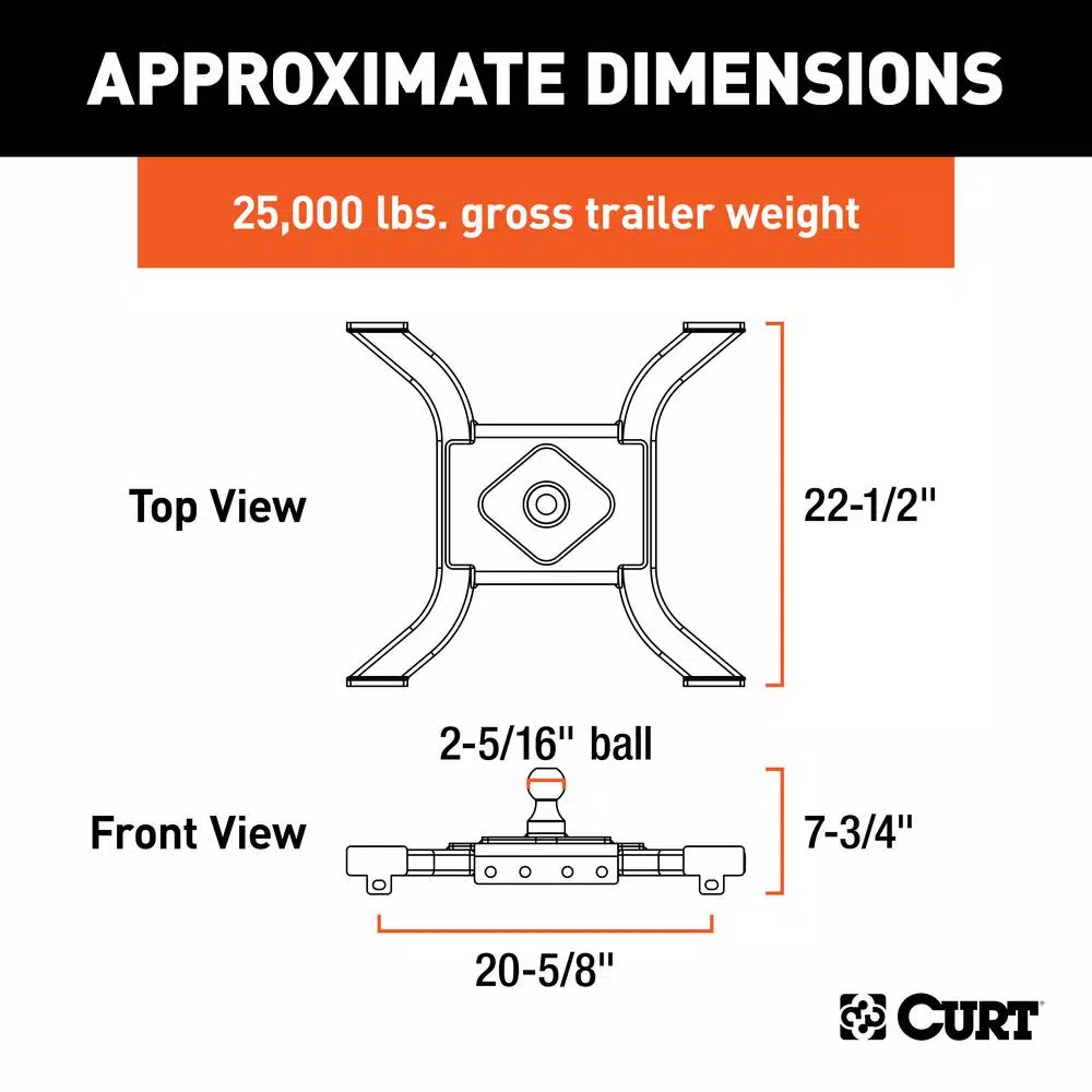 CURT Spyder CURT 5th Wheel Rail Gooseneck Hitch - 2-5/16" Ball