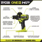 RYOBI 18V ONE+ HP Brushless 1/2 in. Hammer Drill Kit with 4.0 Ah Battery, Charger, and Tool Bag thumbnail 3