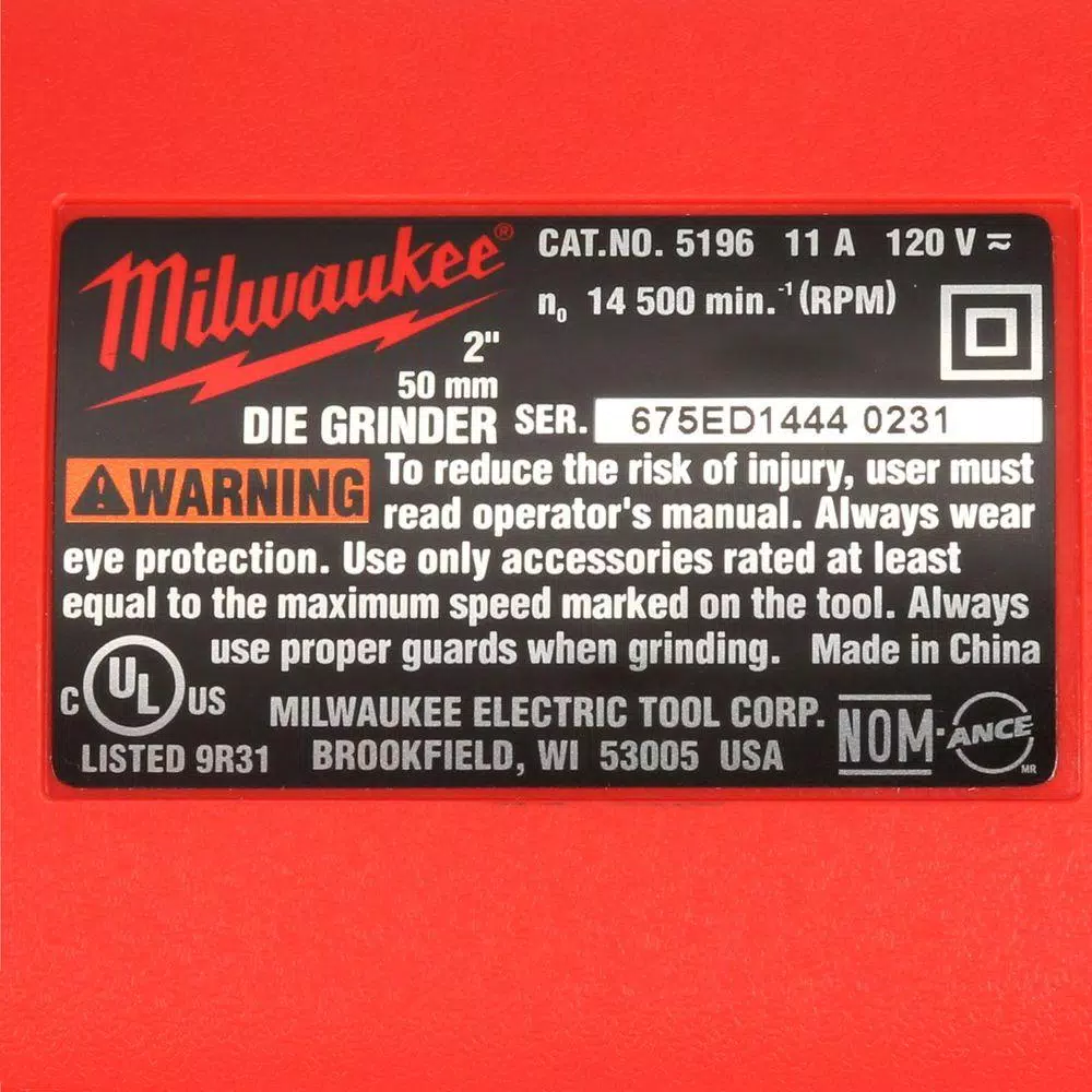 Milwaukee 11 Amp Corded Die Grinder, 14500 RPM