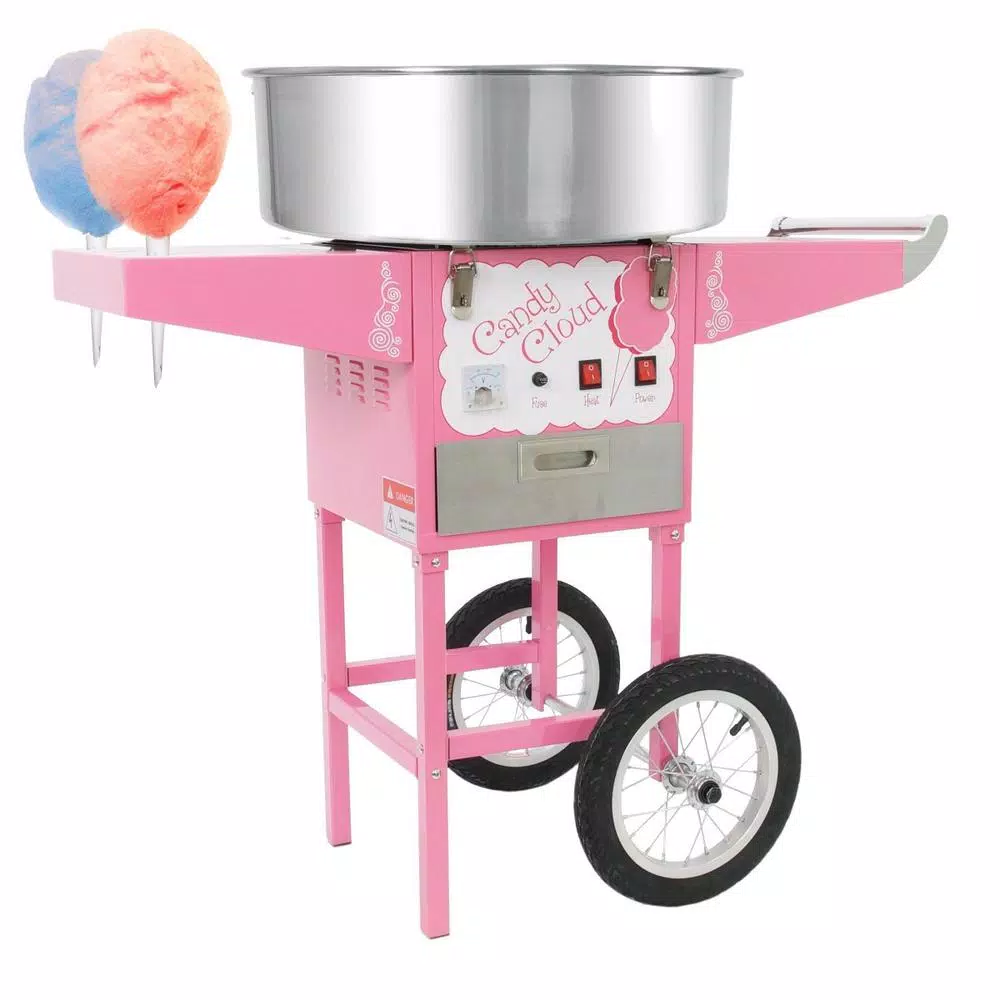 Funtime Popcorn Pink Cotton Candy Machine Cart - Commercial Floss Maker