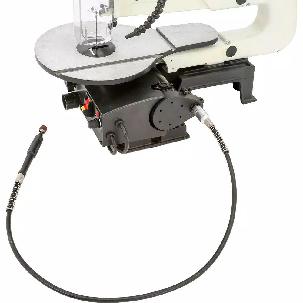 Shop Fox 16 in. Variable Speed Scroll Saw with Foot Switch, LED Light, and Rotary Shaft Attachment