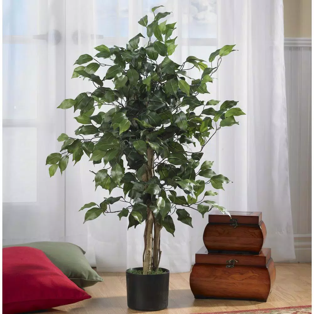 Nearly Natural 3 ft. Artificial Ficus Silk Tree with Natural Wood Trunk and 378 Leaves