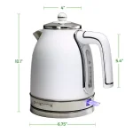 Ovente KS777 1.7L Electric Kettle, 1500W Stainless Steel Water Boiler with Auto Shut-Off and Removable Filter, White thumbnail 6
