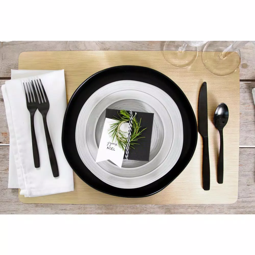 RITZ 19 x 13 in. Bronze Metallic Stitched PVC Placemats, Set of 12
