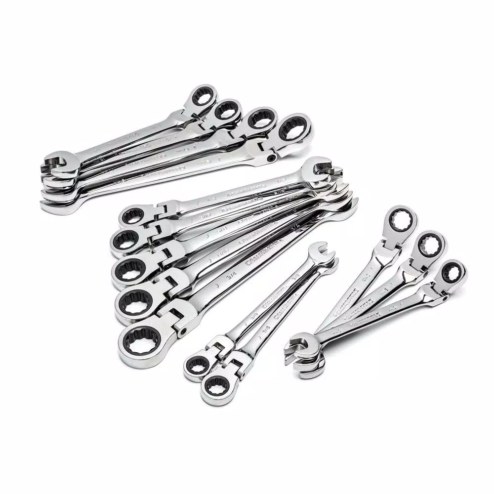 GearWrench 14-Piece 12-Point SAE/Metric Flex Head Ratcheting Combination Wrench Set