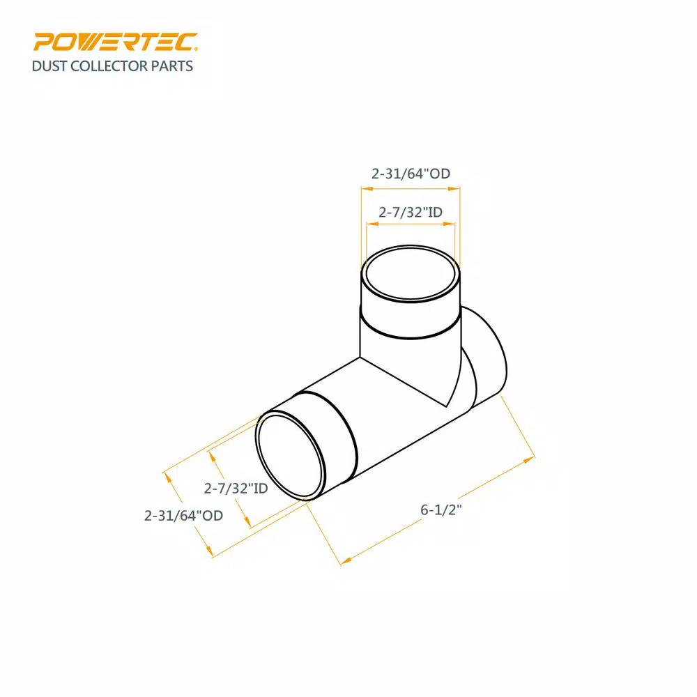 POWERTEC 2-1/2 in. T-Fitting for Dust Collection Systems