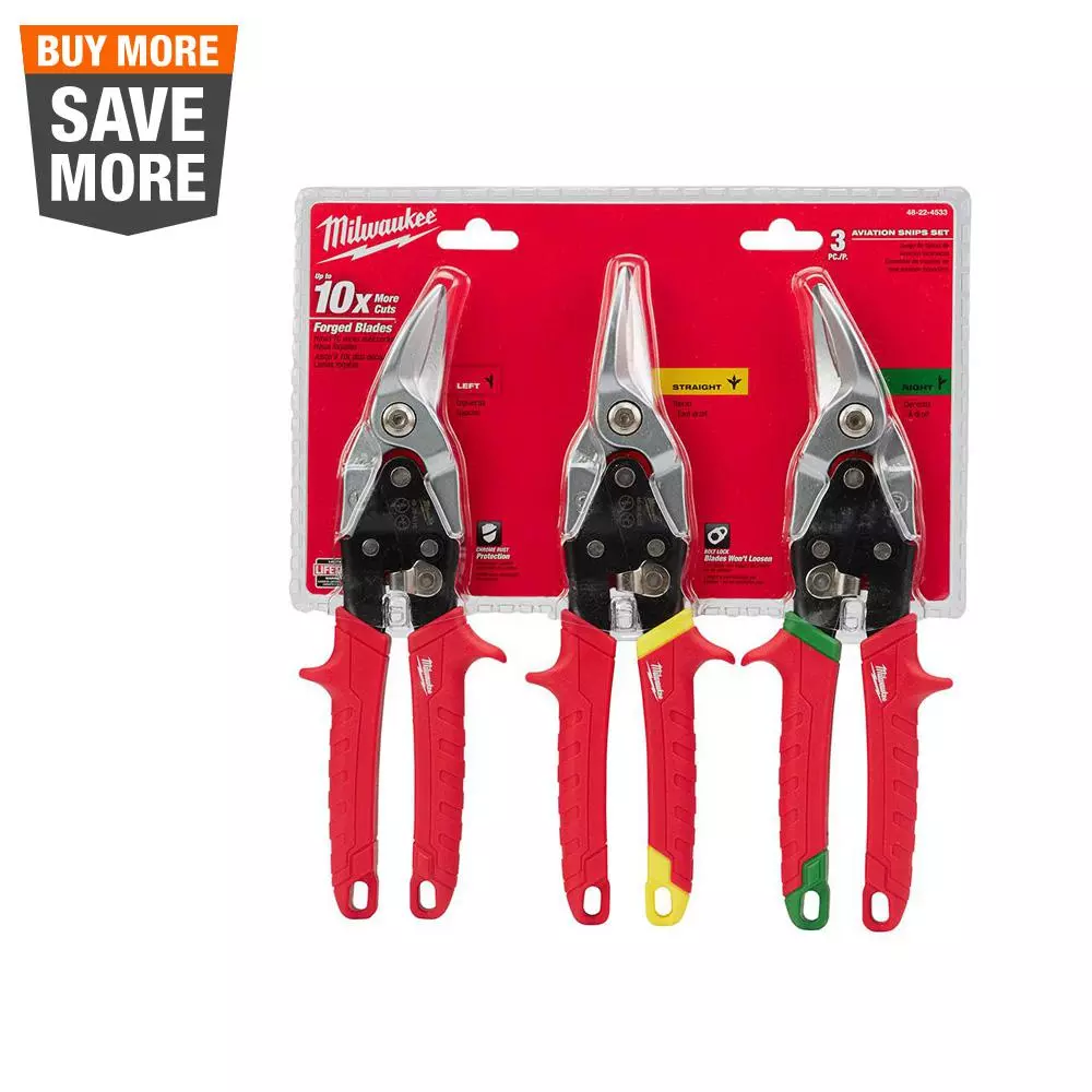 Milwaukee Aviation Snips 3-Pack - Left, Right, and Straight Cut Set
