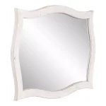 Pinnacle White Scallop Framed Wall Mirror - Distressed Whitewash Solid Wood - 36.75 in. W x 24.25 in. H thumbnail 2