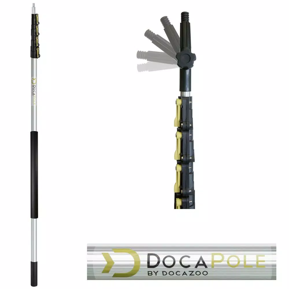 DocaPole 7 ft. to 30 ft. Telescoping Extension Pole with Microfiber Chenille Wall Duster