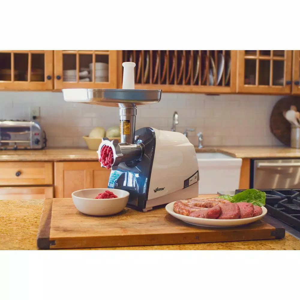 Weston No. 8 575W Electric Meat Grinder and Sausage Stuffer with Stainless Steel Plates